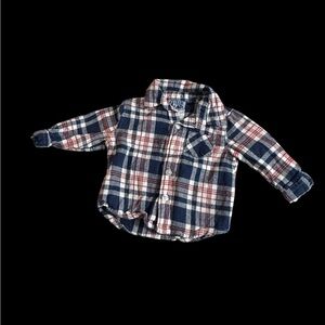 Blue Button-Up Flannel Shirt